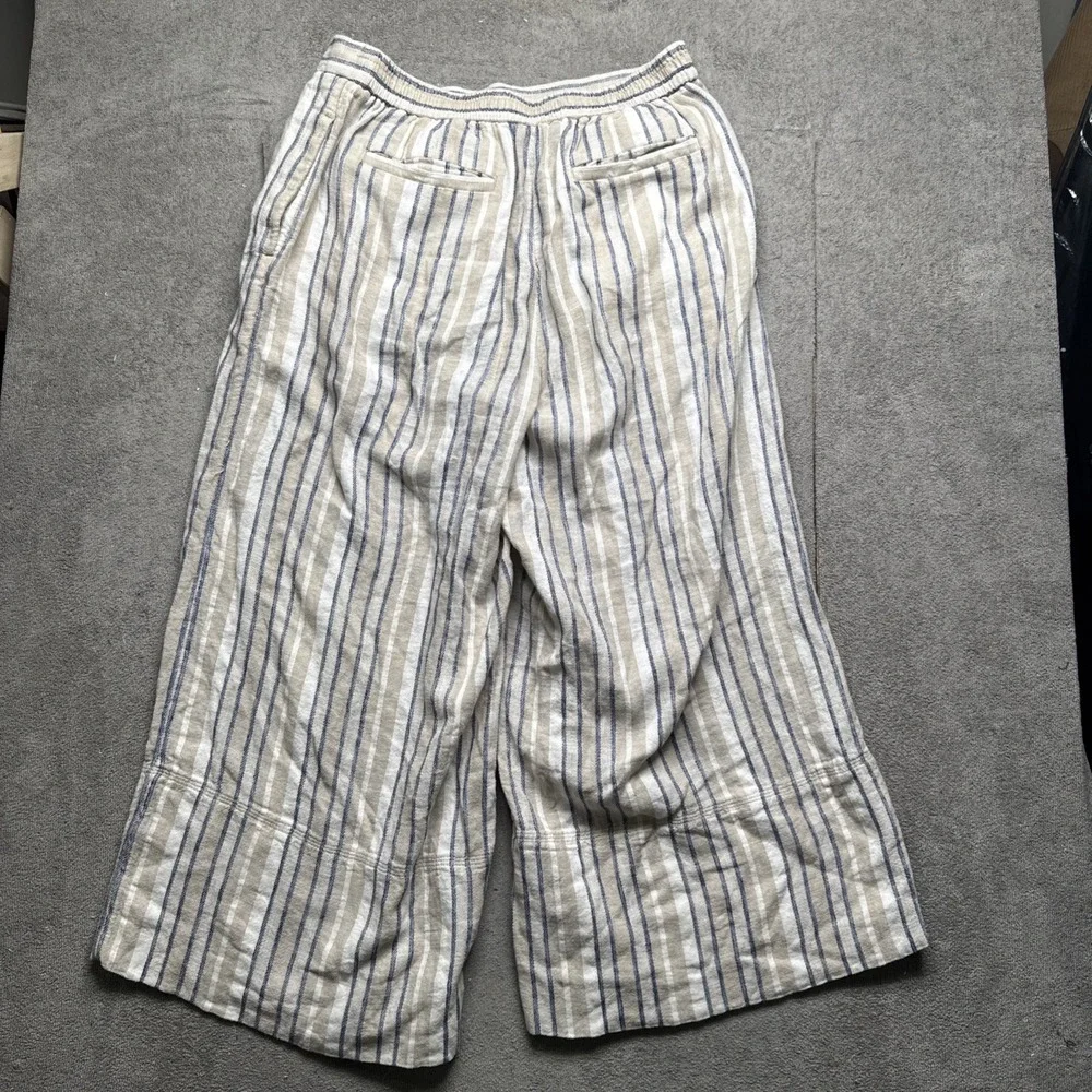 Banana‎ Republic Linen Stripe Wide Leg Pants Small Coastal Resort Beachy Chic